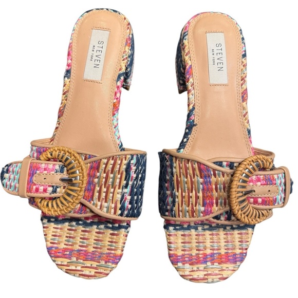 STEVEN NEW YORK Blythe Sandal Multicolor Woven Slide Sandals - Picture 1 of 11